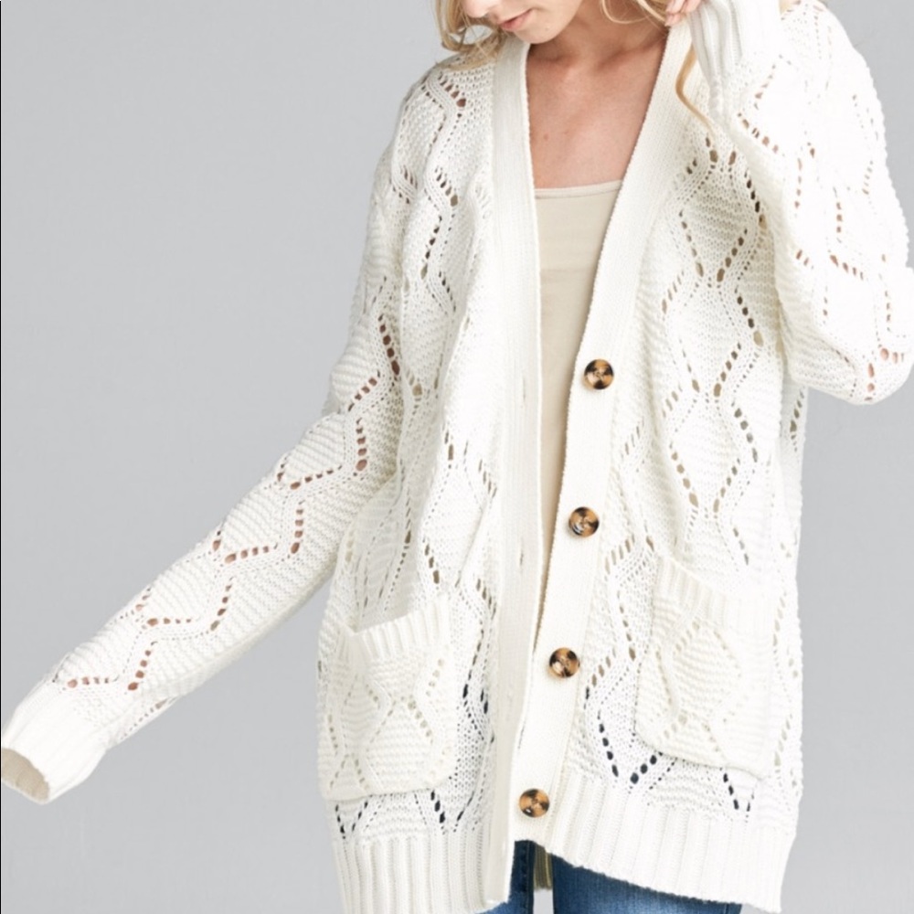 Ivory Diamond Knit Cardigan